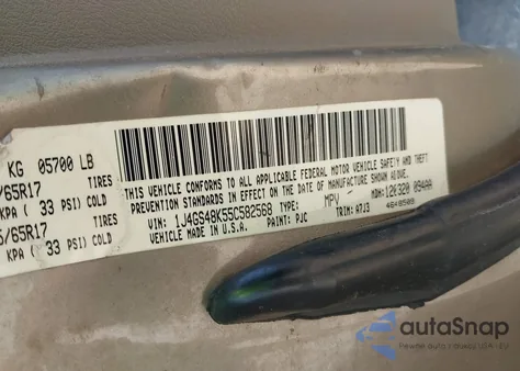 2005 Jeep Grand Cherokee Laredo z USA, uszkodzony, nr VIN 1J4GS48K55C582568